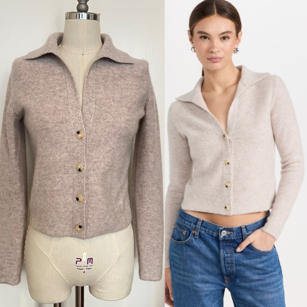 $445 Vince Plush Cashmere Polo Cardigan